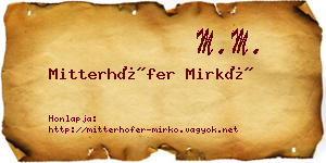 Mitterhöfer Mirkó névjegykártya